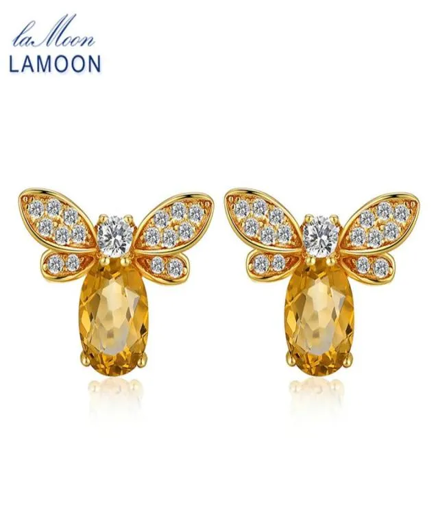 Lamoon Bee 5x7mm 1ct 100 Citrino naturale 925 Sterlingsilverjewelry Stud Oreger S925 LMEI041 Y18929057168436
