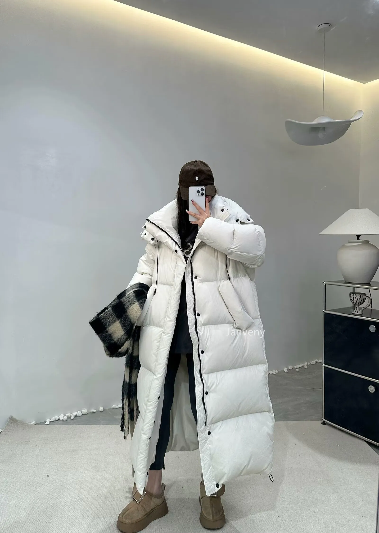 Korean Style Long Down Puffer Coat: Womens Warm Hooded Parka
