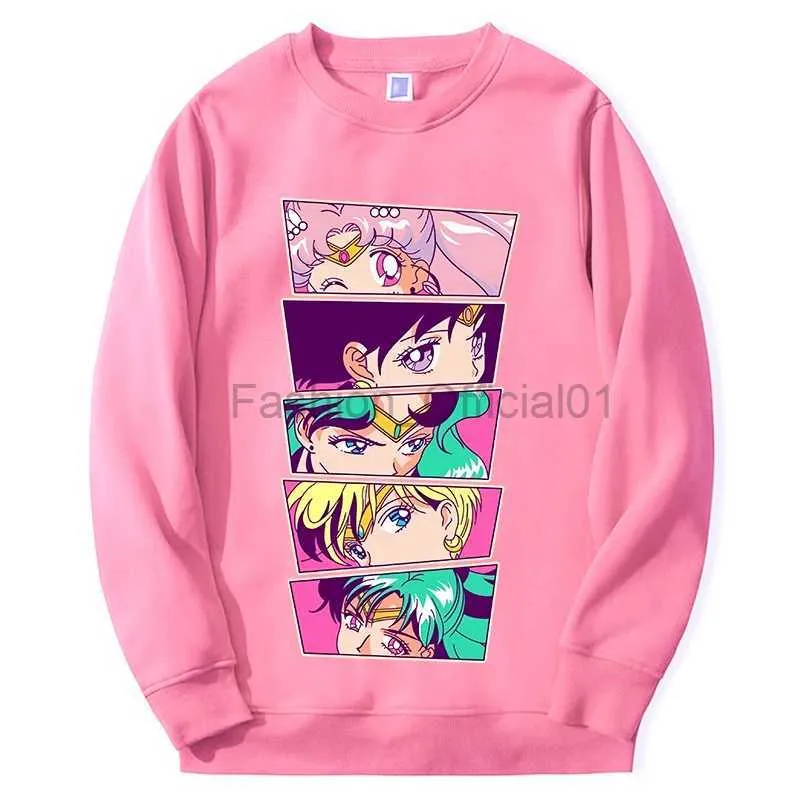 Heren Hoodies Sweatshirts Sailor Moon Hoodie Men Women Anime Girl Graphic Sweatshirt Casual Oversize Pullovers Losse nieuwe Fashion Harajuku Streetwear D240429