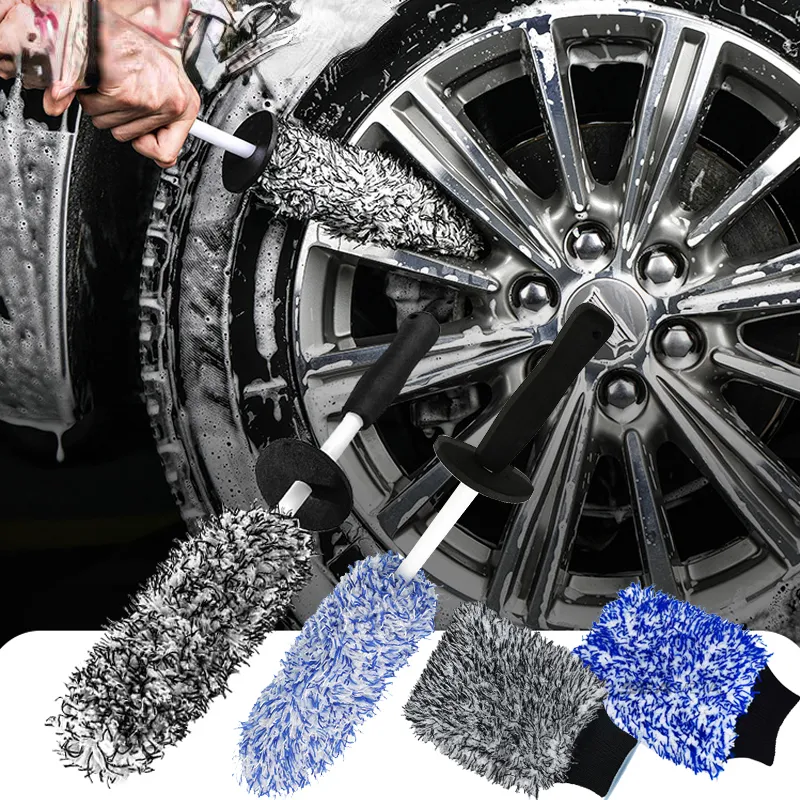 Ruote in microfibra di caricamento spazzole non slittati senza slip pulizia per auto morbidi guanti per la ruota della ruota per auto spazzole Accessori per auto