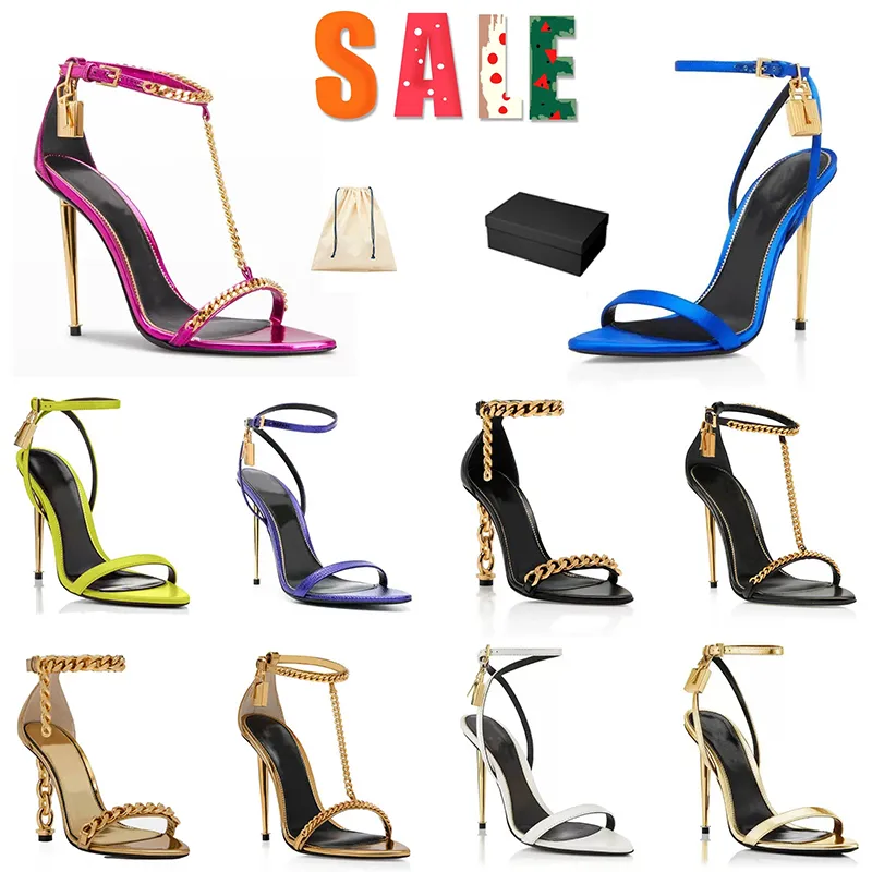 SCARPE STILETTO LUCK PERCOLO PADLOCK TOMLIE FORDLIE SANDALI NUODI SCARPE HARDWARE TANLO E CHIAVE DONNE DONNA METALE DONNA CHEEL ASSESSO AGGIO