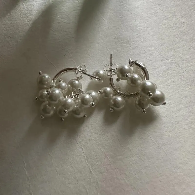 Stud -oorbellen Korea Dongdaemun Pearl 925 Sterling Silver Handmade Series Franse elegant afneembaar