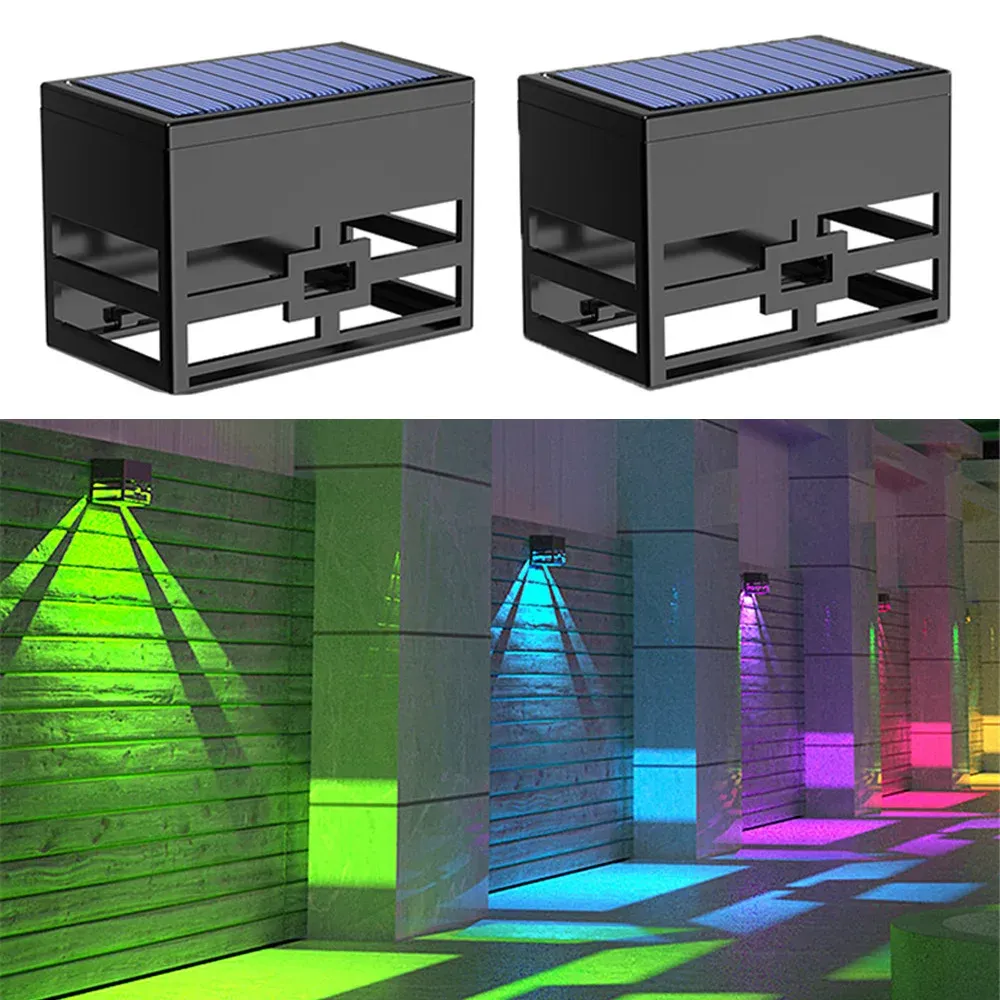 Dekoracje 2/4 szt. Lampa ścienna słoneczna na zewnątrz wodoodporne balkonowe strefa dekoracja ogrodu LED LED Light RGB Słoneczne schody ogrodzenia
