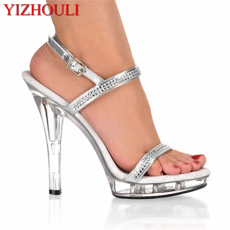 Belle robe talons hauts 13 cm Sandales de plate-forme en cristal sexy Banquet de mariage Utilisation 240424