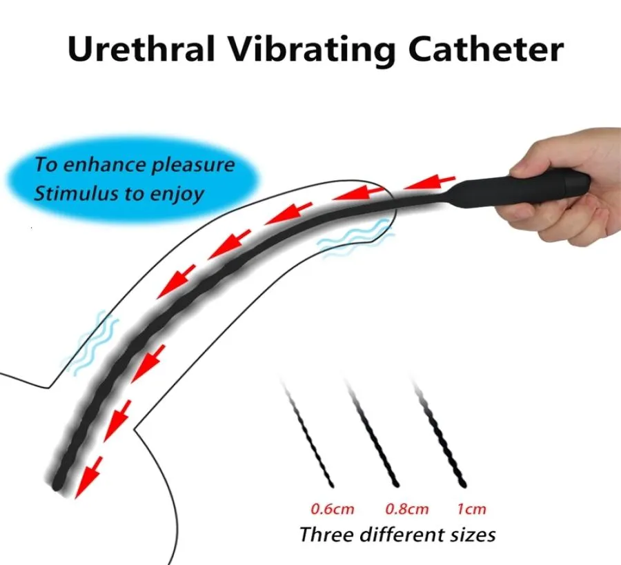 Sex Toy Massager Urethral Vibrator Catheter Penis Plug för män som vibrerar Masturbator Insertion Sound Dilatator9316166