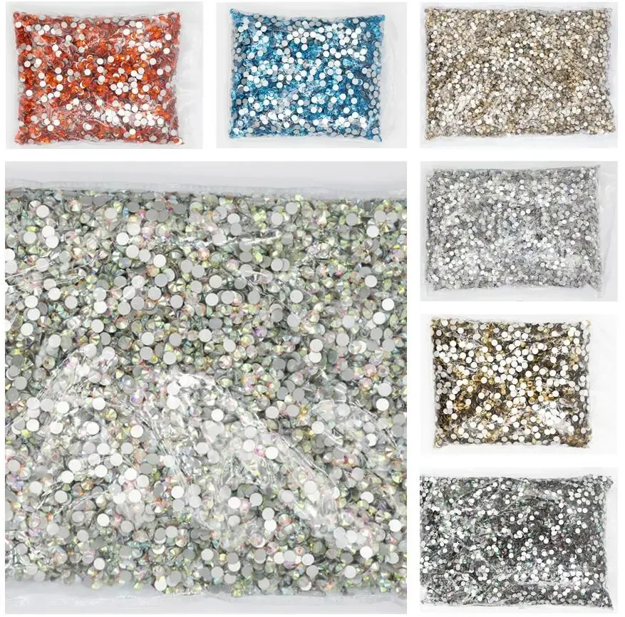 100 Gross SS16 Big Bulk Package 50 Colors Backback Crystal AB Non Fix Rhinestones Strass para decoración de arte de uñas Garmen 240415