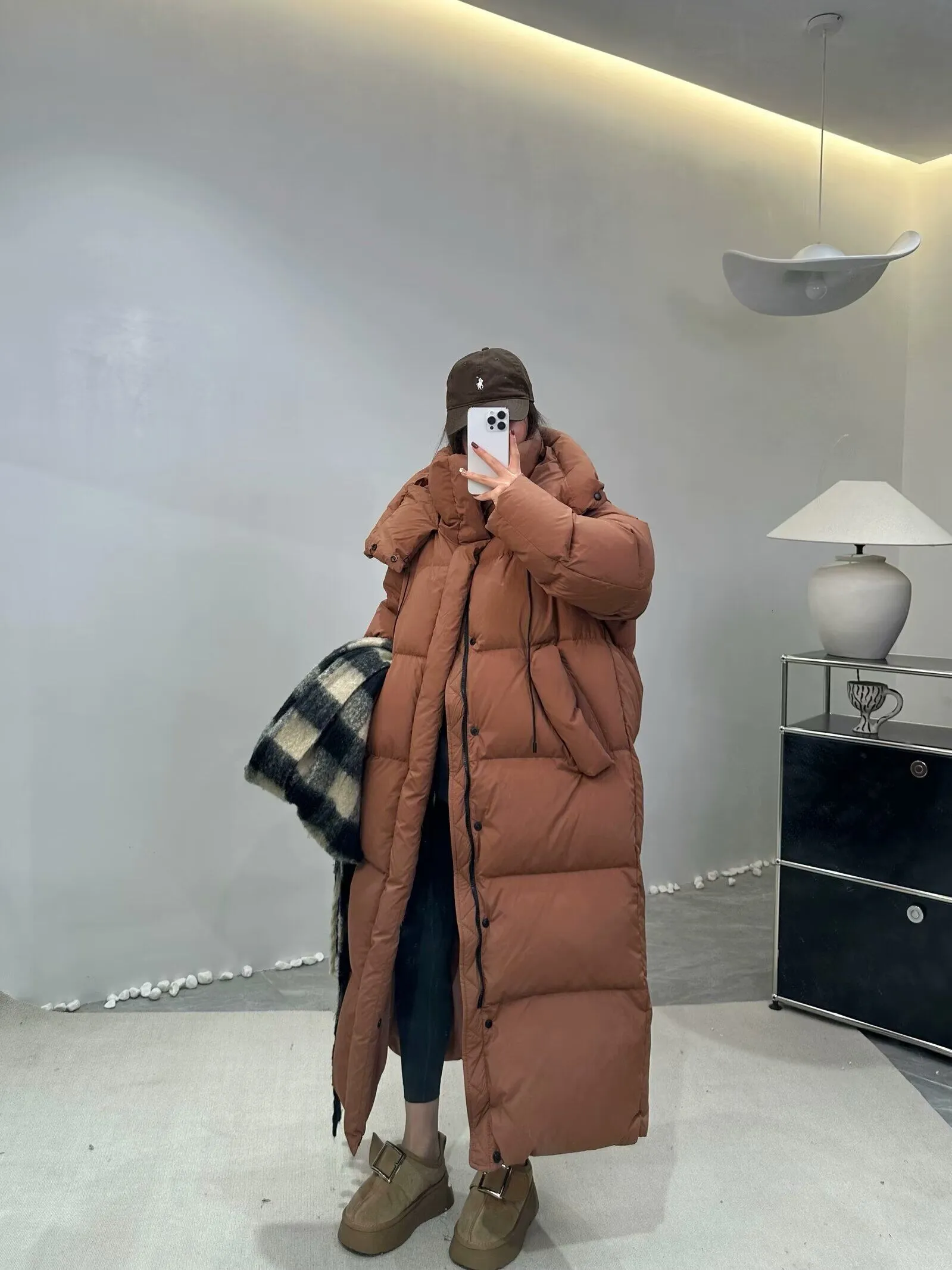 Janveny Womens Casual Long Hooded Duck Down Jacket Thick Warm 1/2