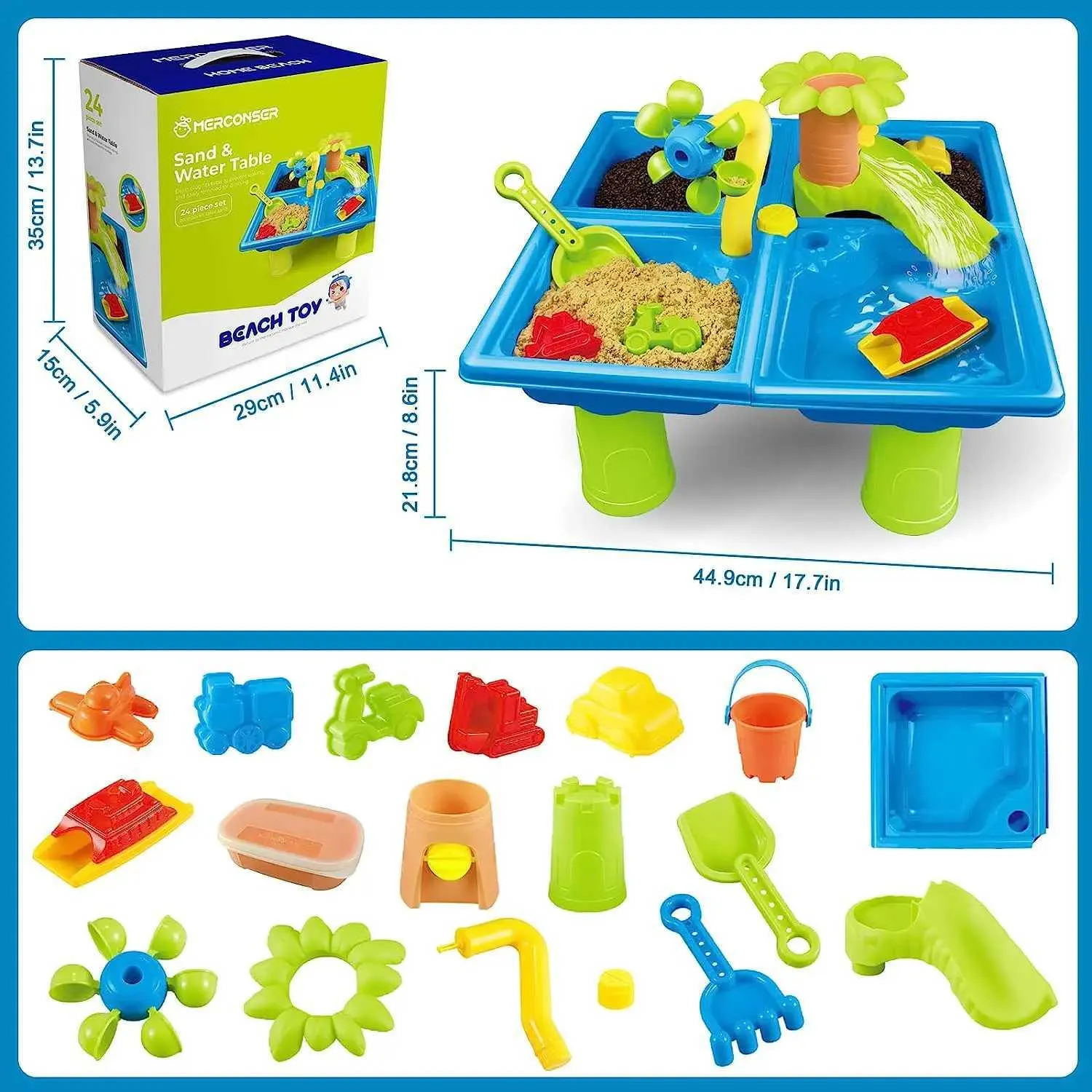 Tavolino acqua di divertimento di sabbia bambini bambini 4 in 1 tavolino giochi d'acqua portatili bambini da tavolo da splash sensoriale bambini T240428