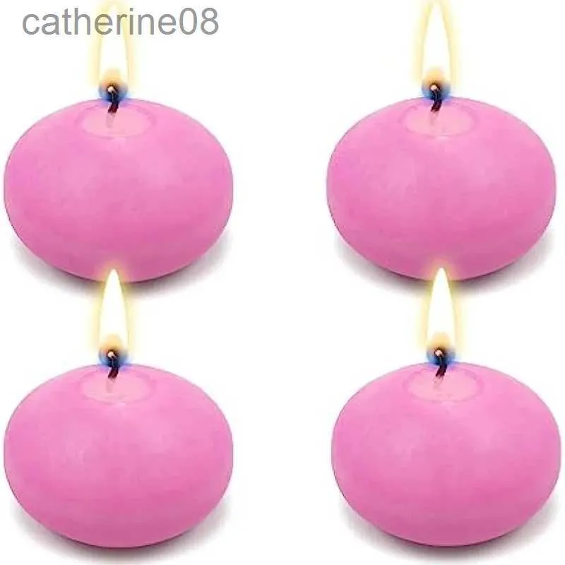 Bougies 4 PCS Pink Floating Cougies non parfumées Disques de cire sans goutte Mini pour centres de table