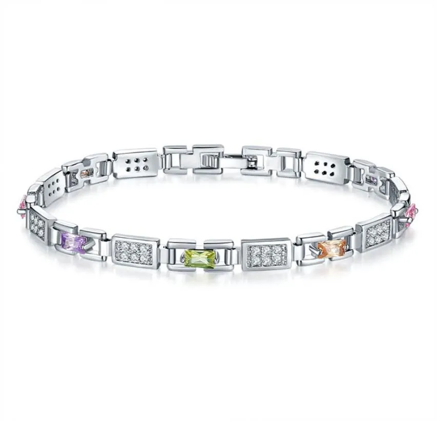 Kobiety bransoletki Diamentowe kryształowa bransoletka tenisowa lśniona luksusowa biżuteria z pudełkiem na prezent srebrną bransoletę cyrkonową urodziny dla frie6513734