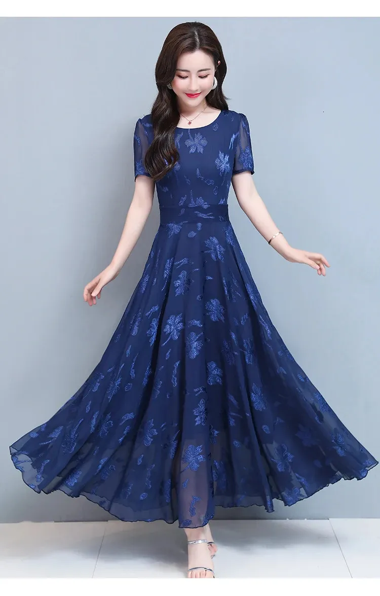 green emerald velvet dress Flowy Maxi Dress in Blue Denim Ocean Blue / 2XL