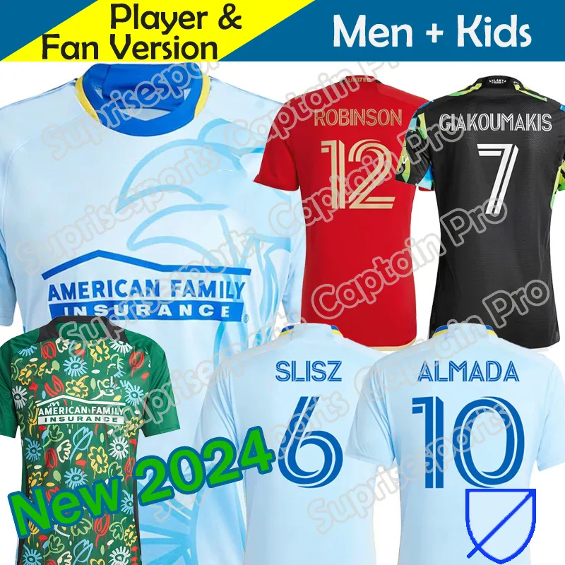 2023 2024 Atlanta United FC Soccer Maglie per bambini uomini 23/24 Shirt calcistica via azzurro Resurgens Home Rosso Black 17S 'Terza 3a GiakouMakis Almada Maillot de Foot