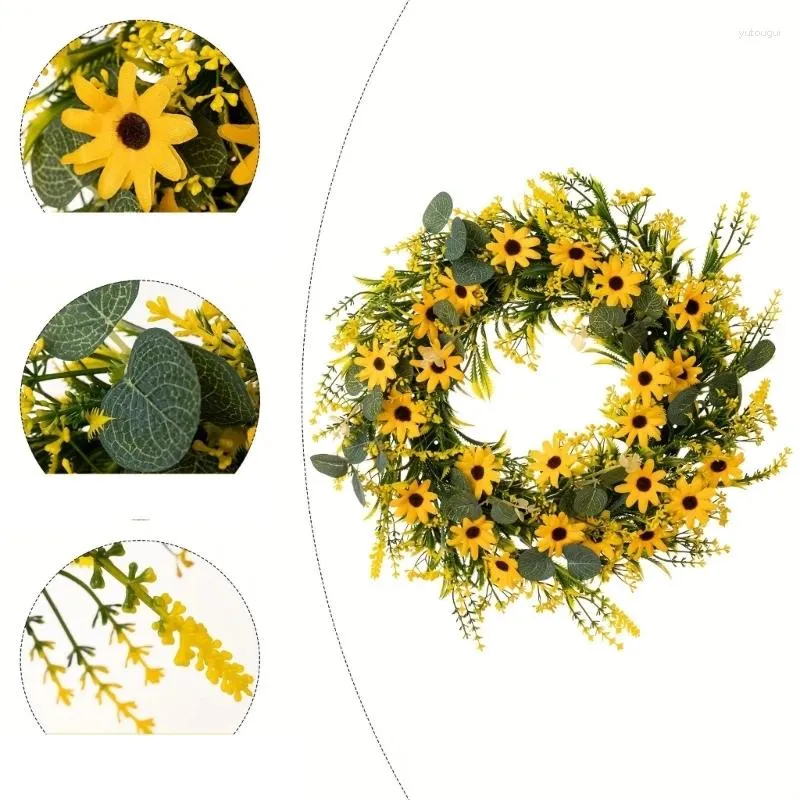 Fiori decorativi ghirlant di girasoli artificiali per le case agricole delle porte decorazioni per le vacanze