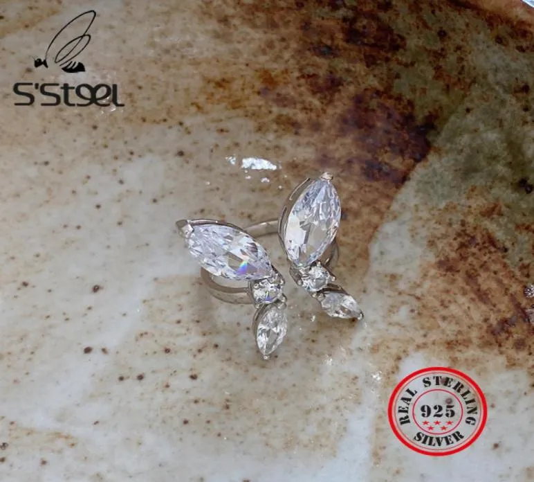 S039steel Butterfly Pierścień Prezenty dla kobiet srebrne 925 Pierścienie imprezowe cyrkonowe klasyczne Anillos Plata 925 Para Mjer Fine Jewel5618887