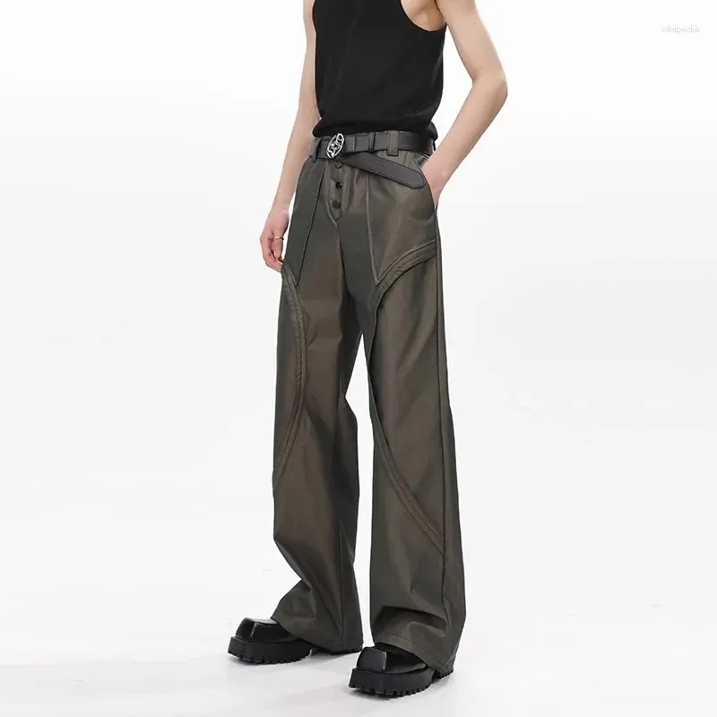 Men's Pants Firmranch 2024 Tech Wear Design Sense Causual Bootcut For Men Women High Street Flared Cropped Trousers Autumn Winter