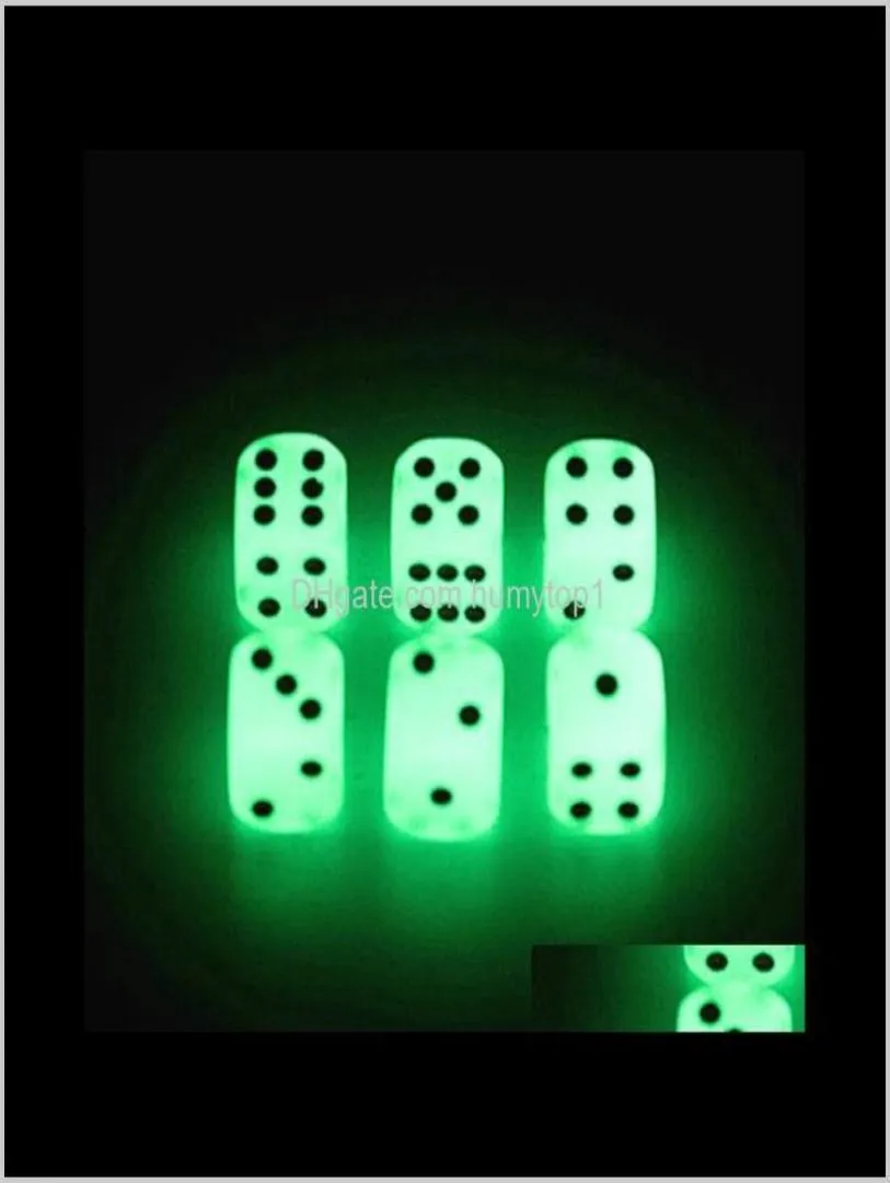 Gambing Leisure Sports Outdoors Drop Livrot 2021 Luminous 16 mm D6 Dice Bosons Bosons Brinking Games Funny Family Game pour par4029533