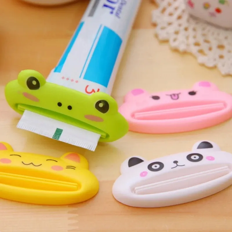 Réglez 1 pcs enfants enfants dentifrice dispensateur dispensateur mignon de dentifrice animal supporte de rouleau