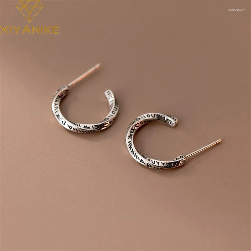 Boucles d'oreilles Stud Xiyanike Vintage Thai Silver Twisted for Women Girl Fashion Retro Jewelry Party Friend Gift Pendientes Mujer