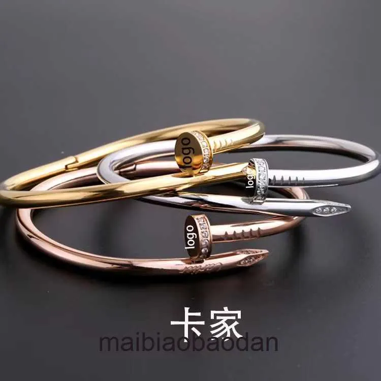 High End jewelry bangles for Cartre womens Carbon Diamond Nail Buckle Bracelet Titanium Steel Plated Mens and Styles Original 1:1 With Real Logo and box