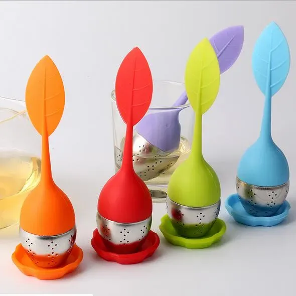 Creative Silicone Tea Infuser Leaves Shape Silicon Teacup with Food Grade Make Tea Bag Filter Stainless Steel Strainers Tea Leaf Diffuser