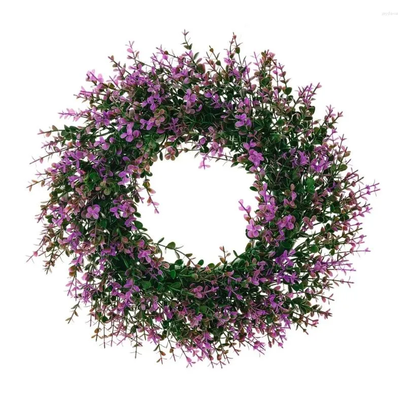 Fleurs décoratives 15,7 "Couronne de porte d'entrée Spring Summer Wildflower for Outdoor Indoor Decor All Season Farmhouse Home