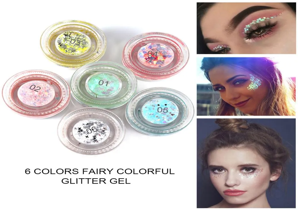 Handaiyan Fairy kleurrijke oogschaduw glitter gel charmante oogschaduw make -up cosmetische holografische dikke hoogtepunt voor face lippen haar8909065