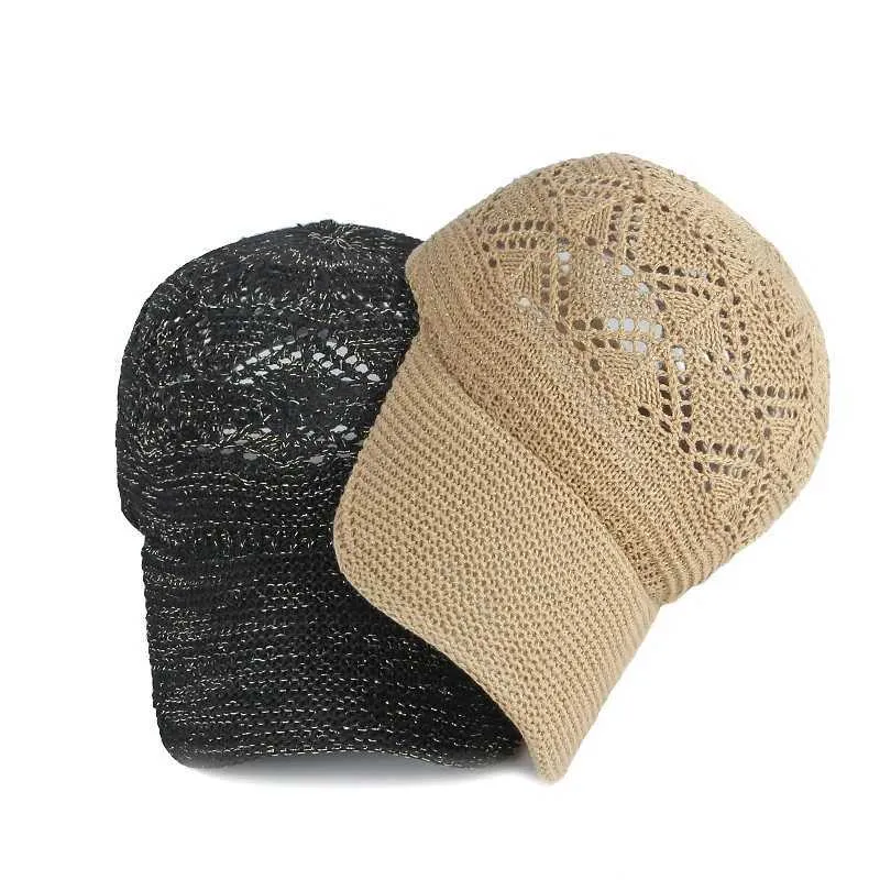 Ball Caps Summer Womens Hollow Baseball Hat Breathable Knitted Holiday Mesh Bone Gorras Adjustable Sun Hombre Q2404291