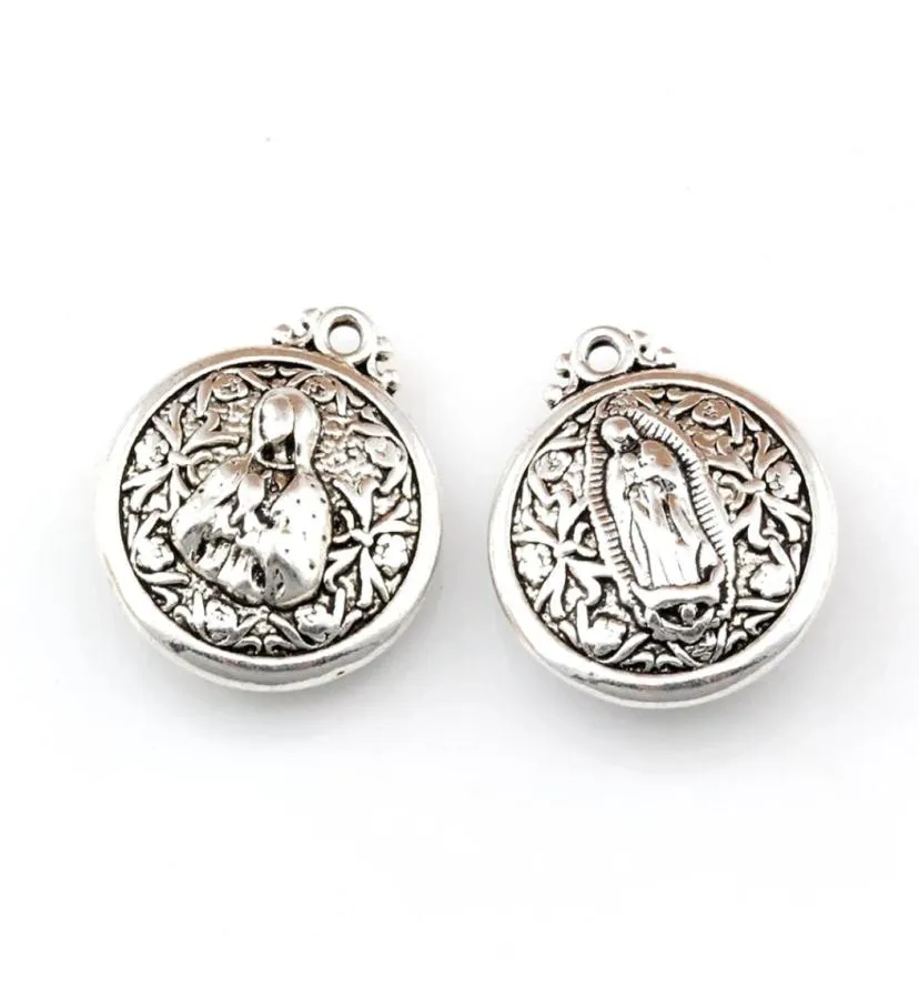 25Pcslot Antique Silver Virgin Mary Charm Pendants For Jewelry Making Bracelet Necklace Findings 21x24mm A4817225478