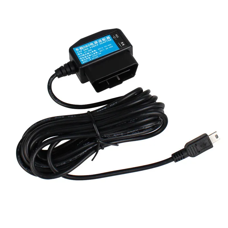 Output 5V 3A Mini Micro Micro 5Pin USB Porte Auto OBD Adattatore Casta di alimentazione più leggera con cavo di interruttore da 3,5 m ricarica della dash cam