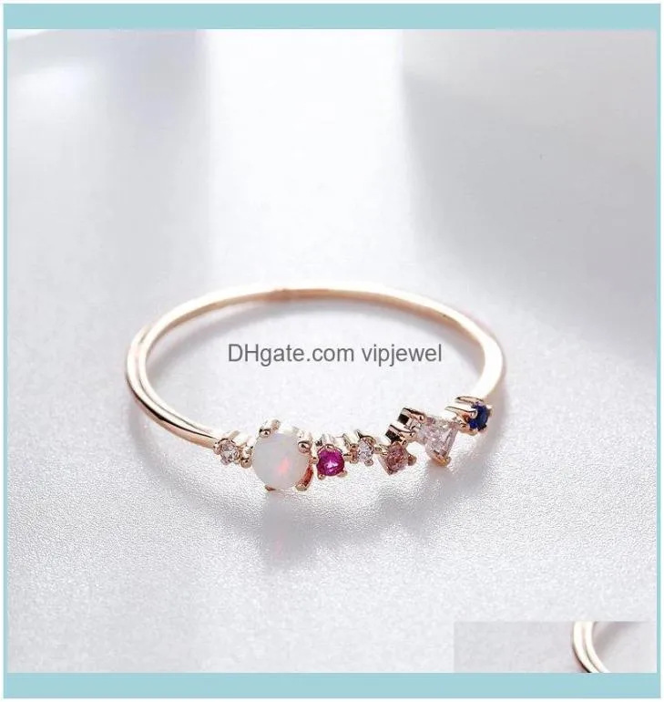 Cluster anneaux bijoux de pierre d'opale colorée en zircon cubique colorée pour femmes couleur rose couleur conception unique livraison de gouttes zwlkg2857039