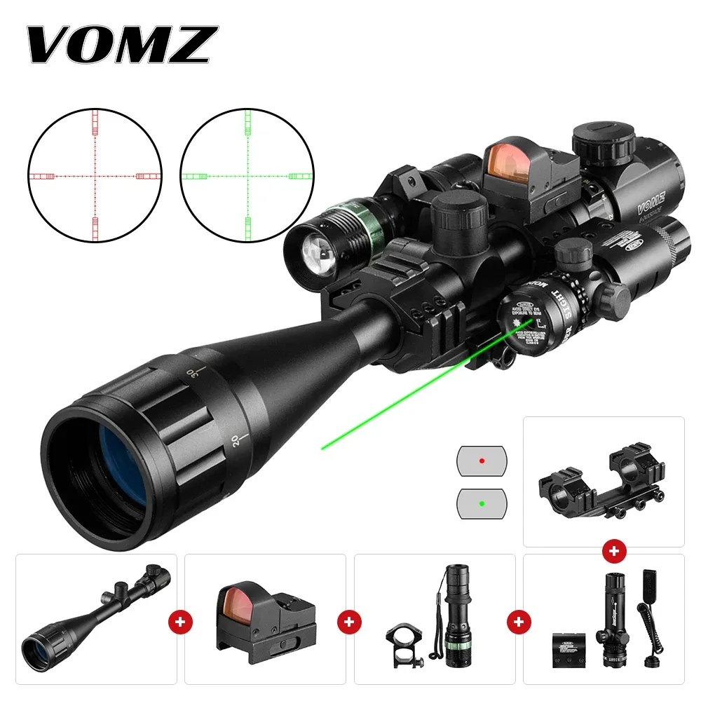 Optics Vomz 624x50 Aoeg Rangefinder Sight Rifle Scope with Holographic 4 Reticle Sight Red Dot Green Dot Laser Combo Riflescope