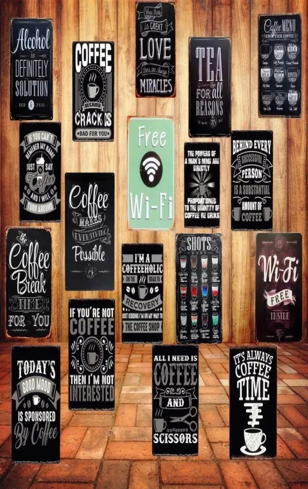 2021 Wi -Fi Бетби -шикарное домашнее бар кафе винтажное декор стены искусство металлические оловянные знаки паб таверна ретро декоративные пластины металлические плакаты FR62855571