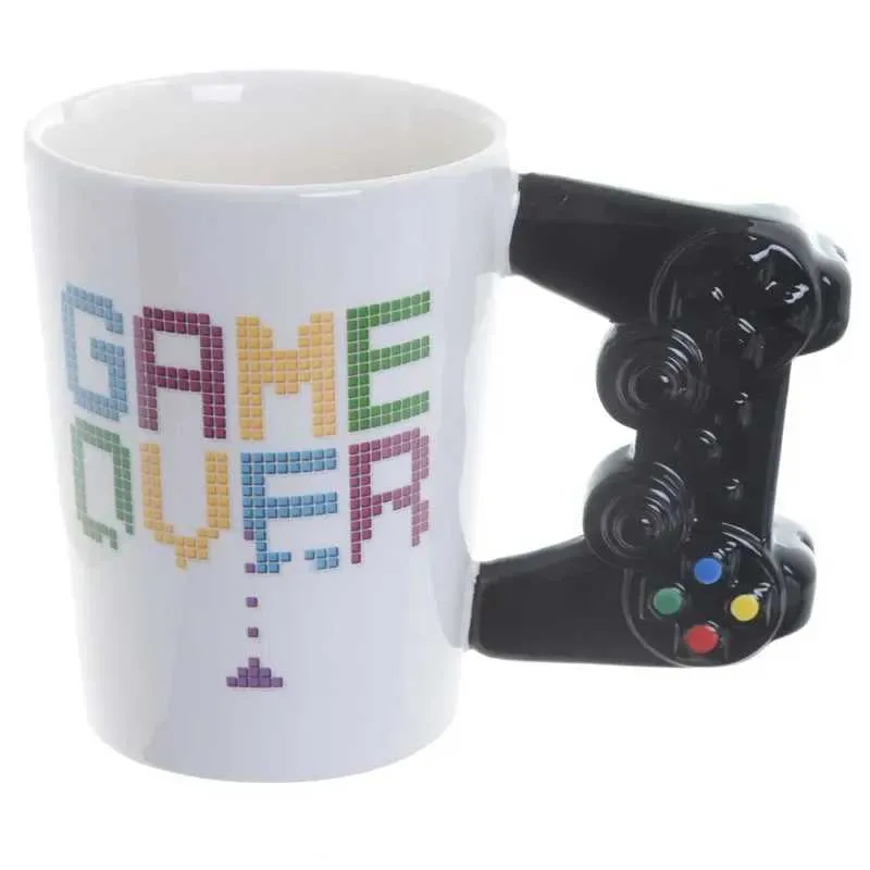 Mugs Game controller ceramic shaped handle tea and coffee cup fun home accessories tea and coffee hot drinks cute gift cup set J240428
