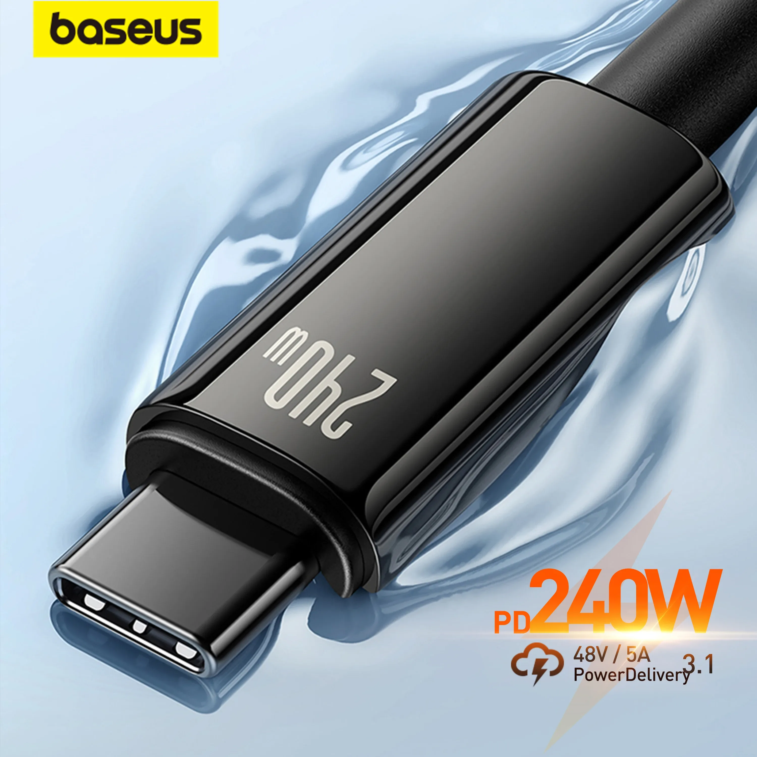 Chargers BaseUS 240W Câble USB de type C pour REALME SAMSUNG S23 HUAWEI PD3.1 Supercharge 5A Chargeur rapide Type C pour taper Cable pour le livre PC