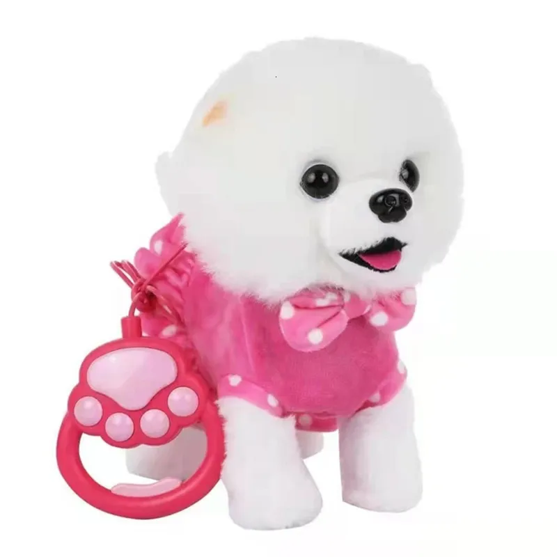 Realistic Walking Dog Toy Electronic Plush Pet Puppy Leash Dog Toy Kids Interactive Crawl Learning Toy Toddler Fun Gift 240420