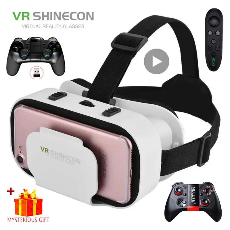 Shinecon Viar Virtual Reality VR -glazen headset 3D Device Helmet Goggles lenzen voor smartphone smartphone met Game Controller 240424