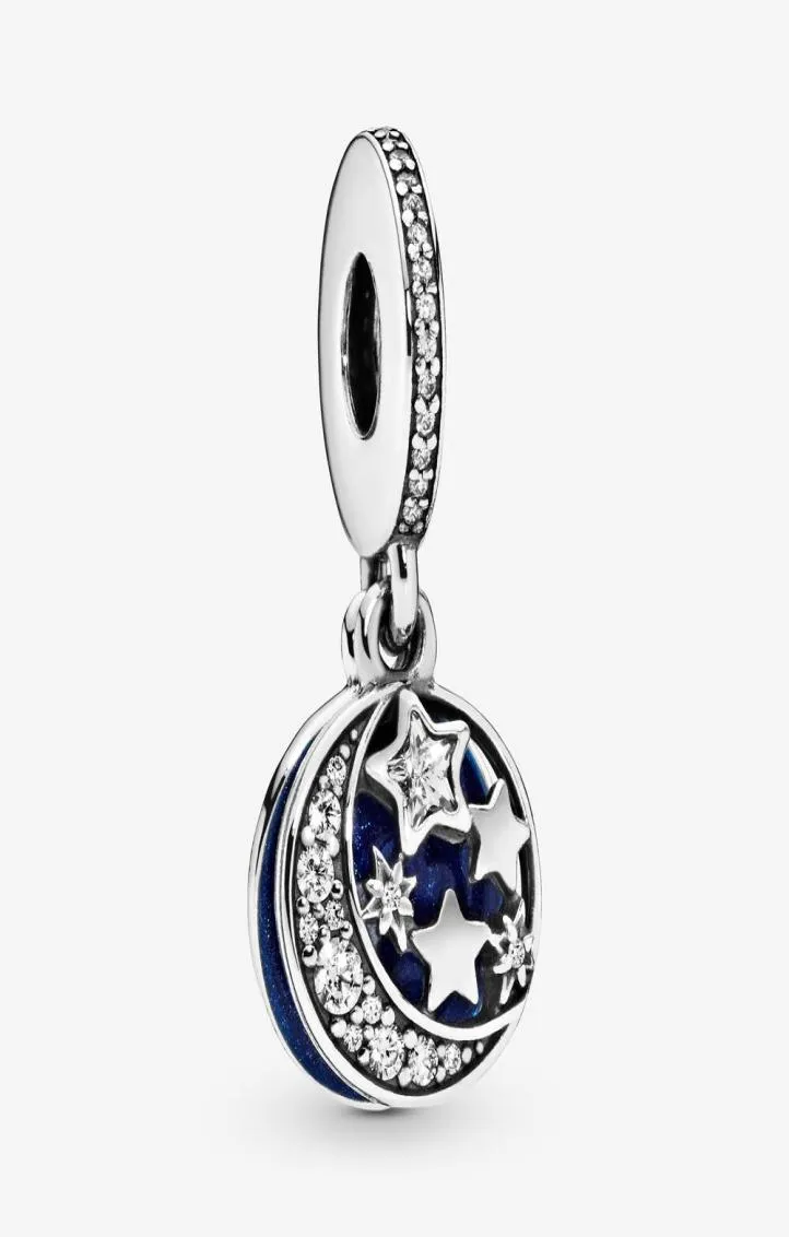 100 925 Sterling Silver Moon Blue Sky Dangle Charms Fit Original European Charme Armband Mode Frauen Schmuck Accessoires1838700