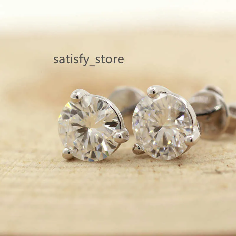 14k Solid Gold Starsgem kostenloser Versand Ausgezeichneter Runde Moissanite Fine Gold Ohrring Studs Schmuck Schmuck