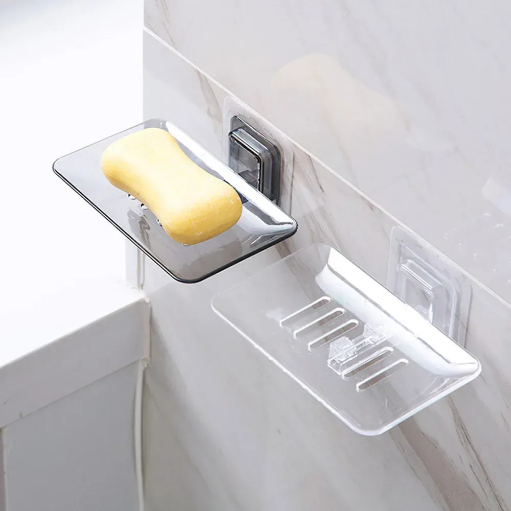 Piatti di sapone rastrelliere da bagno spugna montata Piatto a doppio strato Accessori autoadesivi piatti di sapone senza sapone per perforazione