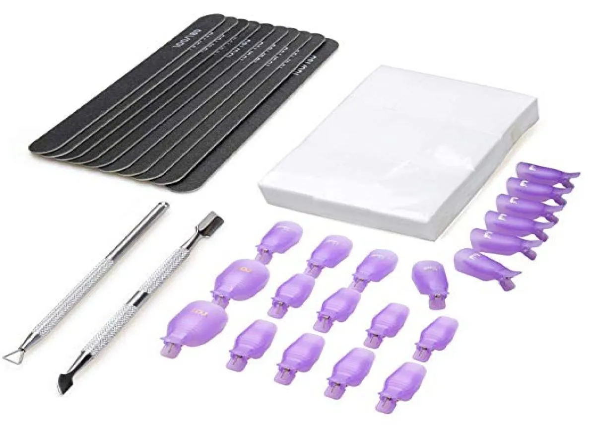 Outil de dissolvant de vernis à ongles Triangle en acier inoxydable Couticule de cuticule écran et cuticule Pusher20pcs Clines de vernis à ongles Gel Clips59410487