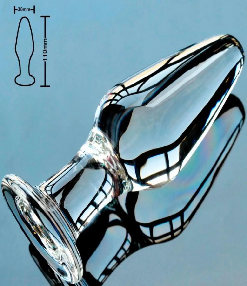 38mm Pyrex Glass Butt Plug Anal Dildo Perlenkristallkugel gefälschte männliche Penis Dick weibliche Masturbation Erwachsener Sexspielzeug für Frauen Männer Schwulen S9794933