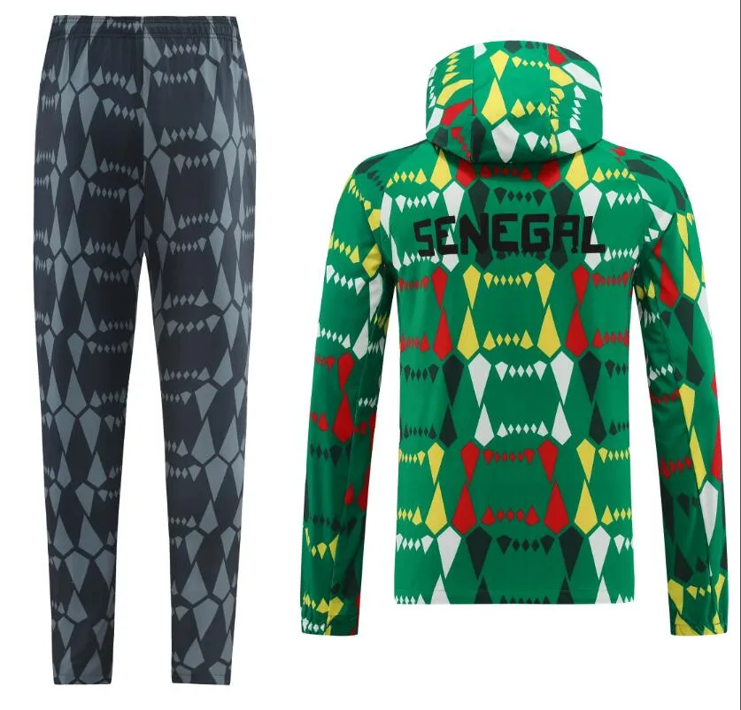 Senegal Soccer Tracksuit 2024 Hoodie Training Suit Breathable Polyester Football Jersey Set for Men