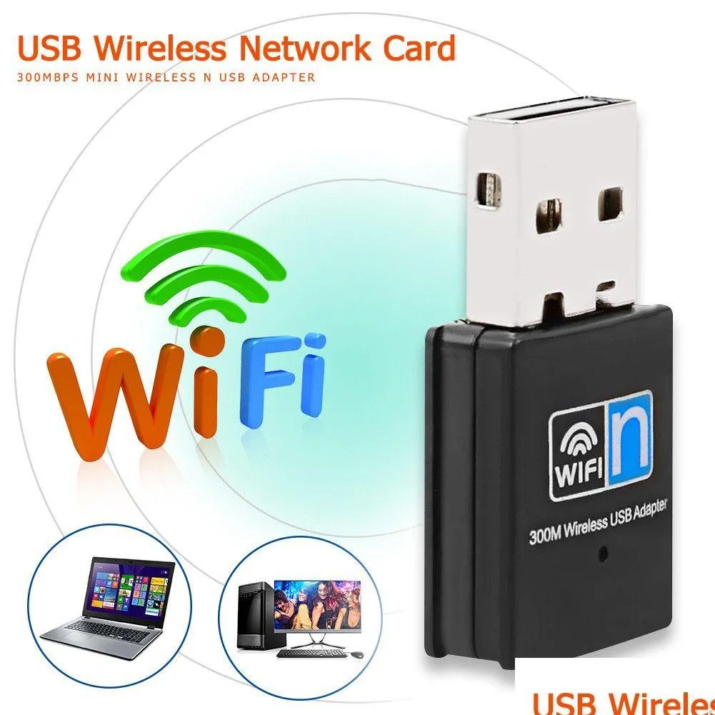 Adattanti di rete da 300 MBPS USB Adattatore WiFi RTL8192 Chipset 2.4GHz 300m ricevitore wireless Wi-Fngle Card per laptop per PC con scatola di vendita al dettaglio DHGPE