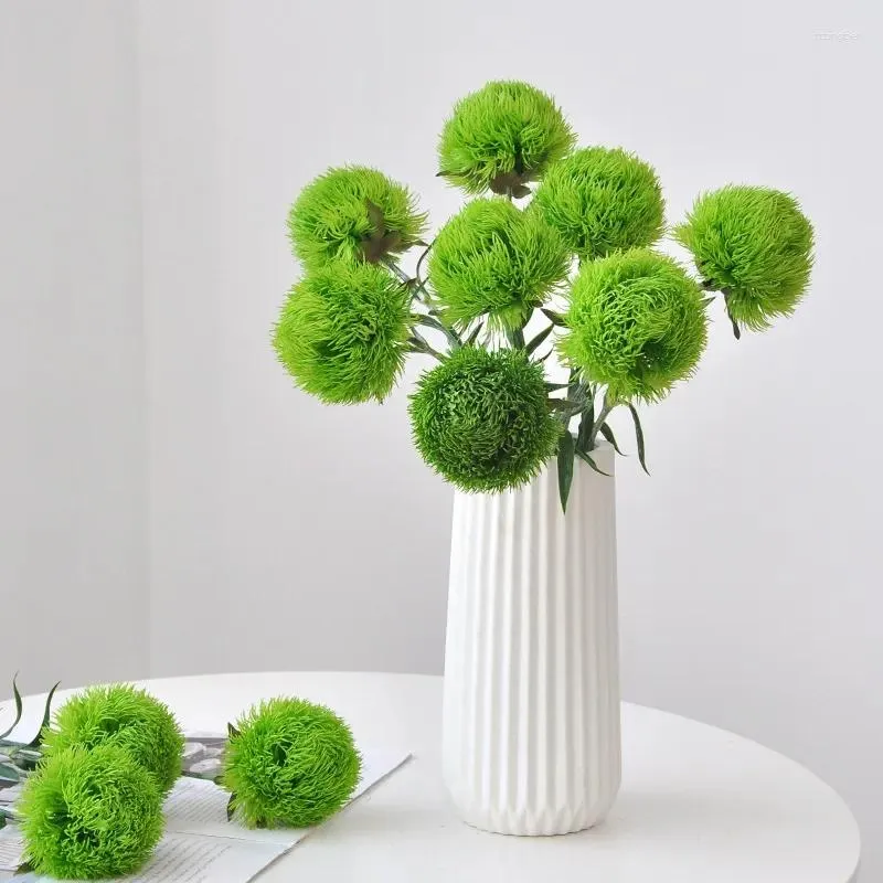 Decoratieve bloemen 5 pc's groene dianthus latex uien balls nep planten diy boeket bruiloft woning decor feestkamer kunstmatig