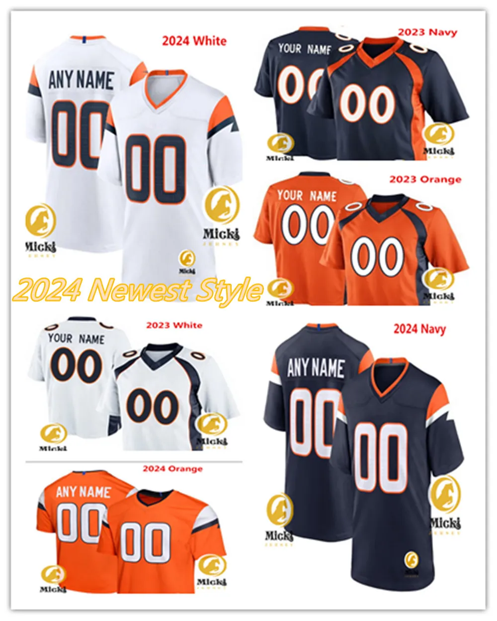 Tim Patrick Alex Singleton Marvin Mims Jr. 2024 Jersey 8 Jarrett Stidham 1 Tremon Smith 10 Zach Wilson 22 Brandon Jones 3 Wil Lutz Custom Stitched Football Jerseys