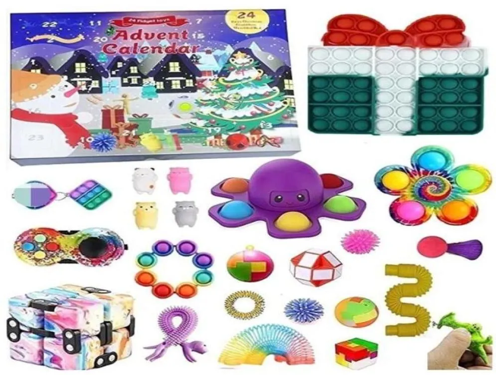 2023 Party Fidget Toys Christmas Blind Board 24 jours Avent Calendrier de Noël Kilde de musique Boxes Countdown Children039s Cadeaux 10171757210