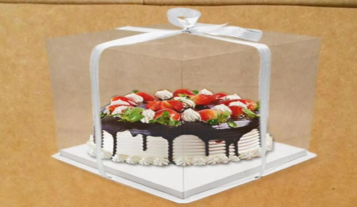 Wedidng Cakes Box Clear Gift Wrap Pet Transparent 4 6810 inch Bakery big cake Mousse birthday boxes 50pcslot8024902