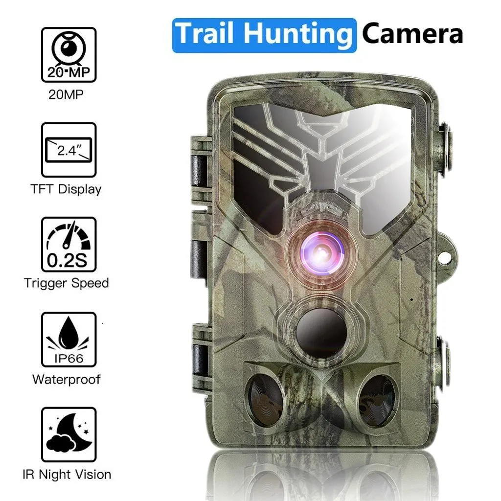 20MP 1080p Wildlife Trail Camera Po pułapki Nocne Kamery myśliwskie Home Bezpieczeństwo Gra Outdoor Cam Surveillance 240426