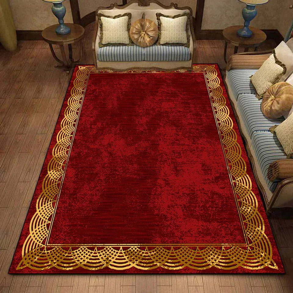 레드 카펫을위한 레드 카펫 현대 가정 장식 고급 커피 테이블 대형 깔개 북유럽 소녀 침실 비 슬립 바닥 매트 240411
