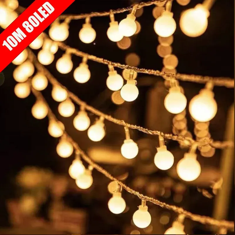 Dekorationer 10 m små boll fairy lampor globe stränglampor USB/batteri som drivs för trädgård jul sovrum bröllop camping tält dekor